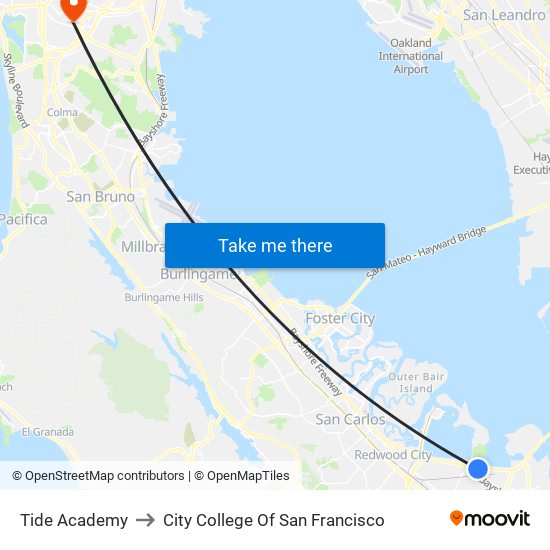 Tide Academy to City College Of San Francisco map