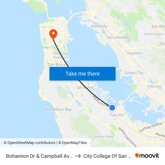 Bohannon Dr & Campbell Ave (PM Stop) to City College Of San Francisco map