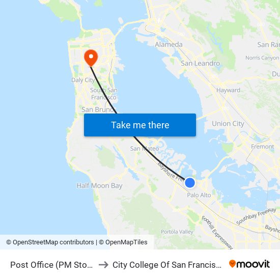 Post Office (PM Stop) to City College Of San Francisco map