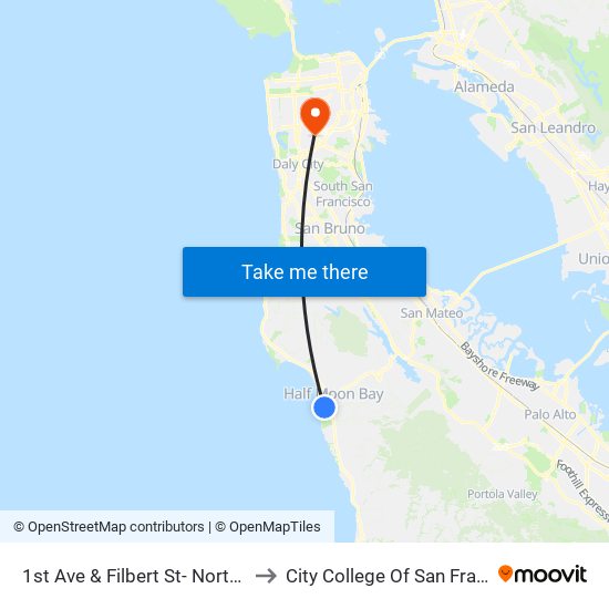 1st Ave & Filbert St- Northbound to City College Of San Francisco map