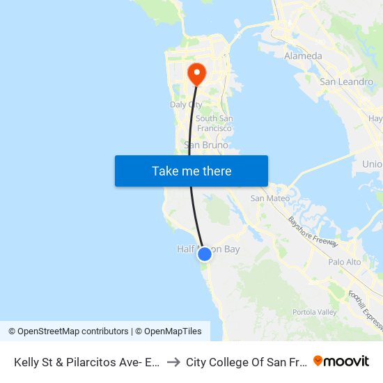 Kelly St & Pilarcitos Ave- Eastbound to City College Of San Francisco map