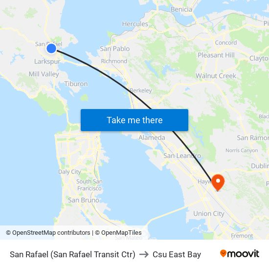 San Rafael (San Rafael Transit Ctr) to Csu East Bay map