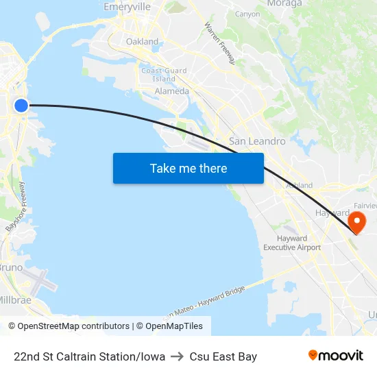 22nd St Caltrain Station/Iowa to Csu East Bay map