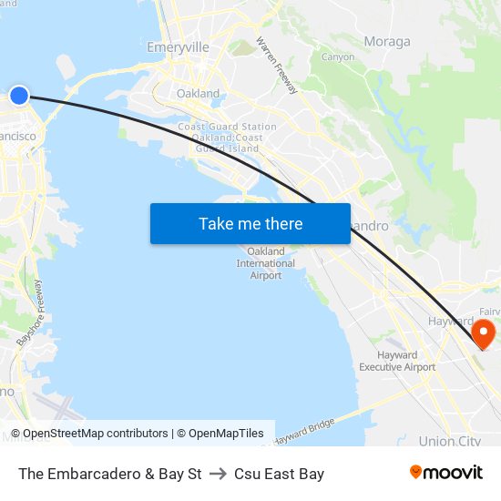 The Embarcadero & Bay St to Csu East Bay map