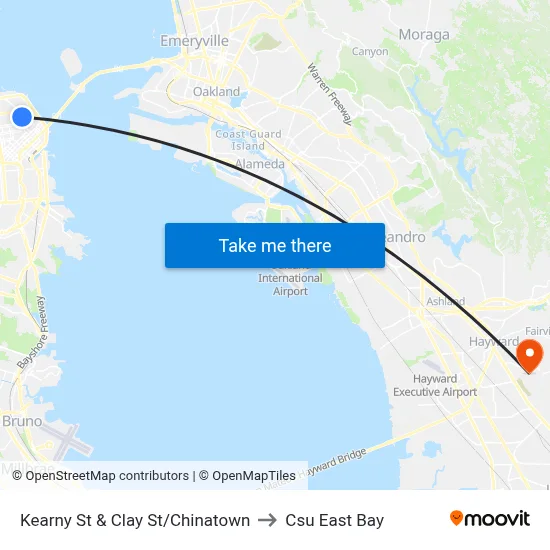 Kearny St & Clay St/Chinatown to Csu East Bay map