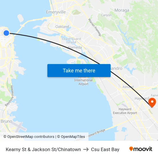 Kearny St & Jackson St/Chinatown to Csu East Bay map
