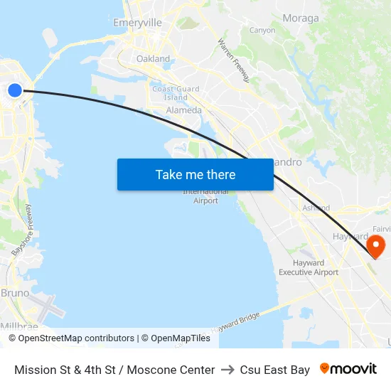 Mission St & 4th St / Moscone Center to Csu East Bay map