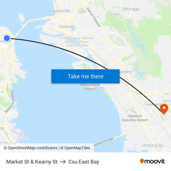 Market St & Kearny St to Csu East Bay map