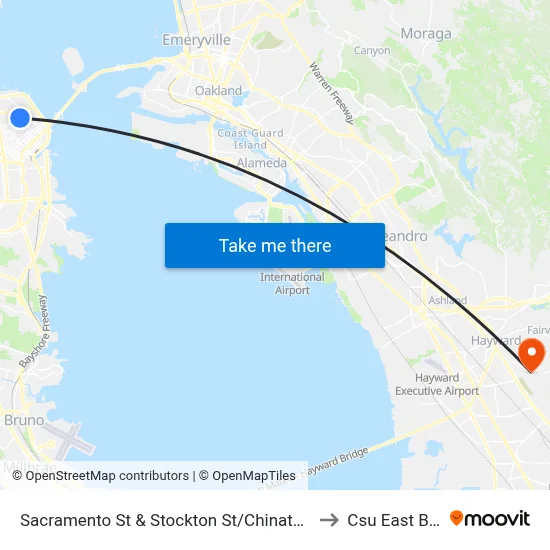 Sacramento St & Stockton St/Chinatown to Csu East Bay map
