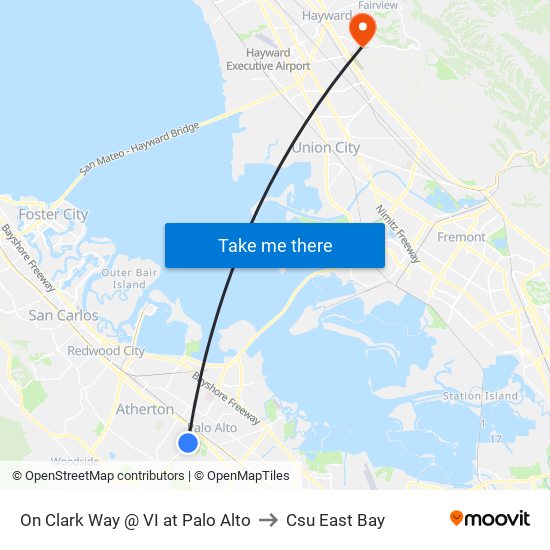 On Clark Way @ VI at Palo Alto to Csu East Bay map