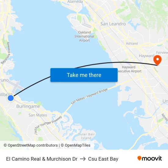 El Camino Real & Murchison Dr to Csu East Bay map