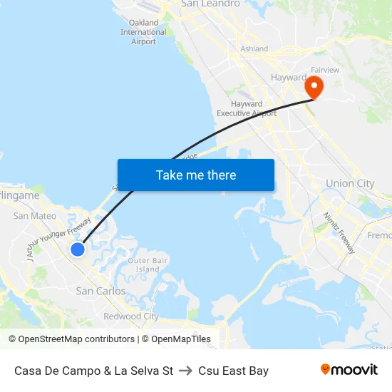 Casa De Campo & La Selva St to Csu East Bay map