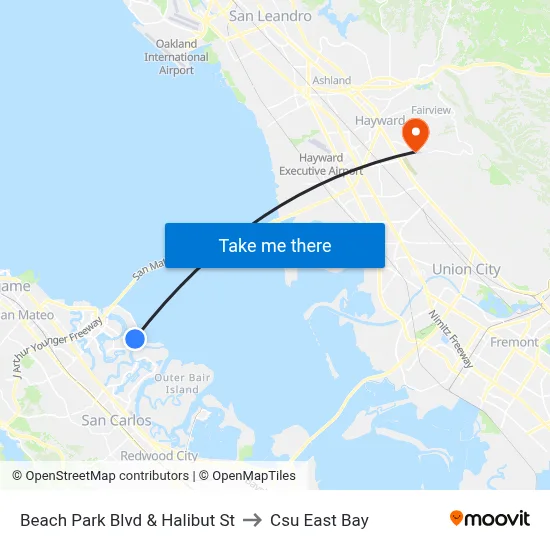 Beach Park Blvd & Halibut St to Csu East Bay map