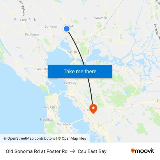 Old Sonoma Rd at Foster Rd to Csu East Bay map