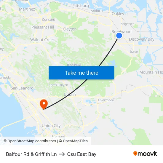 Balfour Rd & Griffith Ln to Csu East Bay map