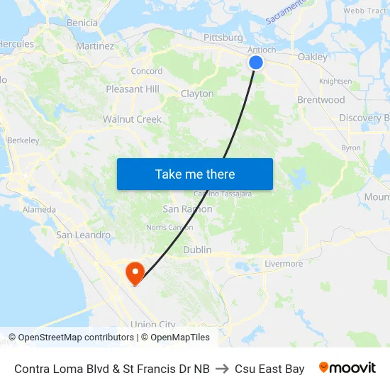 Contra Loma Blvd & St Francis Dr NB to Csu East Bay map