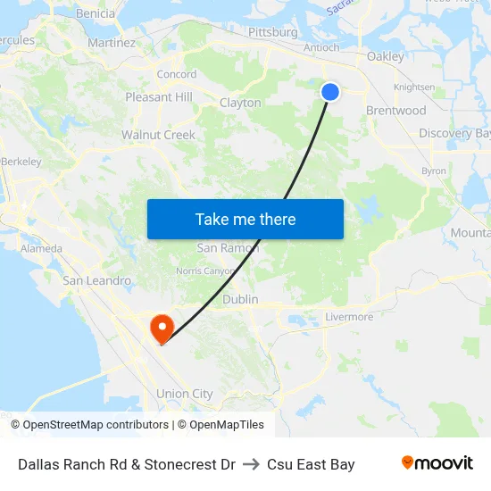 Dallas Ranch Rd & Stonecrest Dr to Csu East Bay map