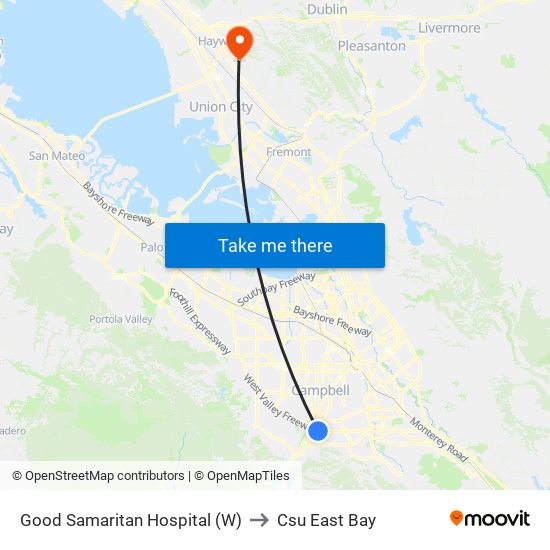 Good Samaritan Hospital (W) to Csu East Bay map