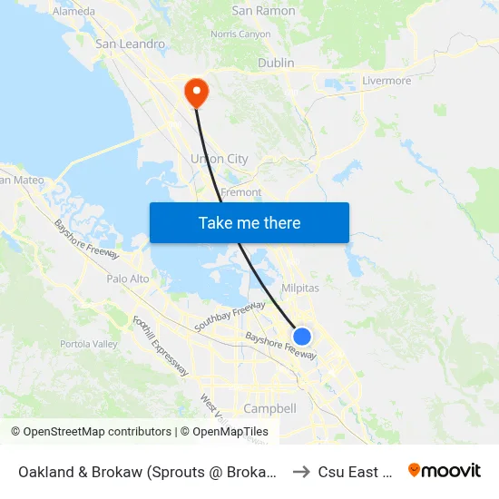 Oakland & Brokaw (Sprouts @ Brokaw) (S) to Csu East Bay map