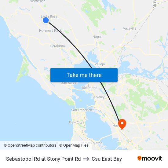 Sebastopol Rd at Stony Point Rd to Csu East Bay map