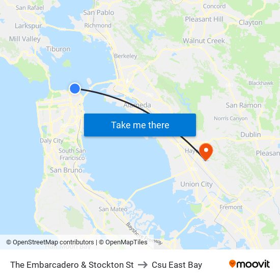 The Embarcadero & Stockton St to Csu East Bay map