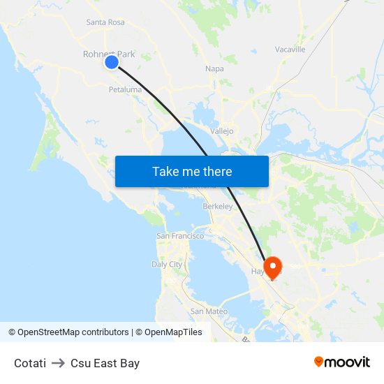 Cotati to Csu East Bay map