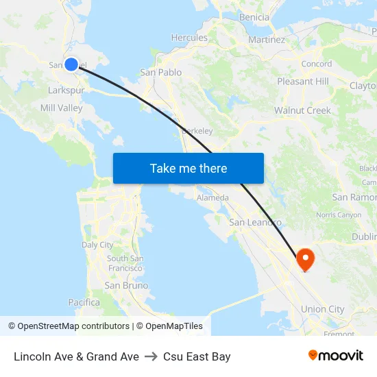 Lincoln Ave & Grand Ave to Csu East Bay map