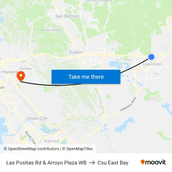 Las Positas Rd & Arroyo Plaza WB to Csu East Bay map