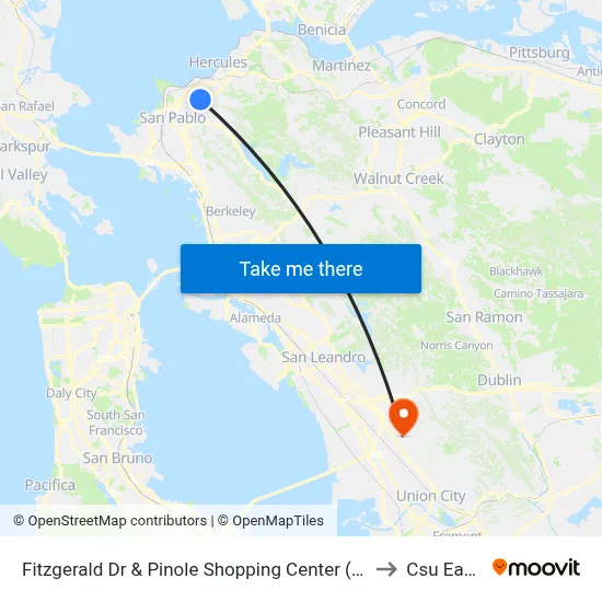 Fitzgerald Dr & Pinole Shopping Center (Target/Applebees) to Csu East Bay map