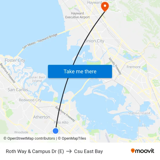 Roth Way & Campus Dr (E) to Csu East Bay map