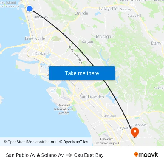 San Pablo Av & Solano Av to Csu East Bay map