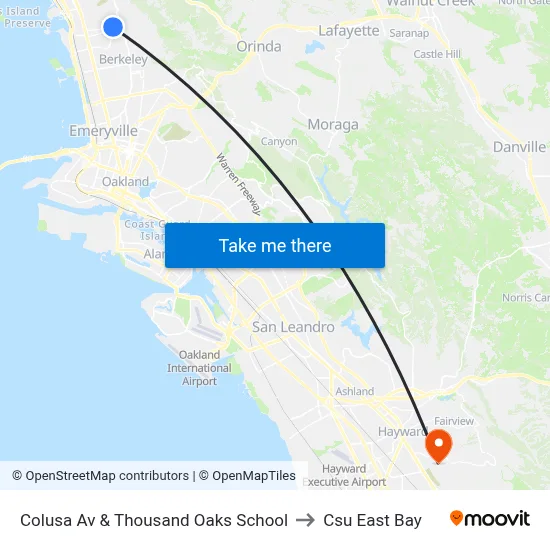 Colusa Av & Thousand Oaks School to Csu East Bay map