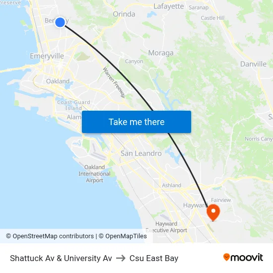 Shattuck Av & University Av to Csu East Bay map