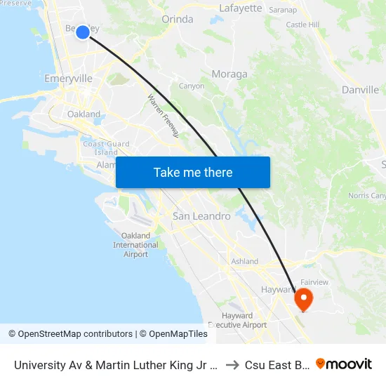 University Av & Martin Luther King Jr Way to Csu East Bay map