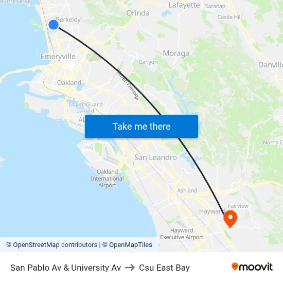 San Pablo Av & University Av to Csu East Bay map