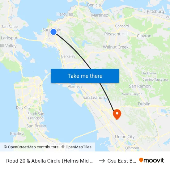 Road 20 & Abella Circle (Helms Mid Sch) to Csu East Bay map