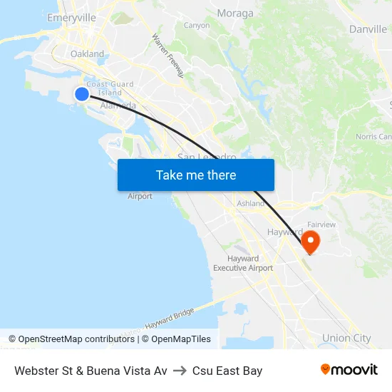 Webster St & Buena Vista Av to Csu East Bay map