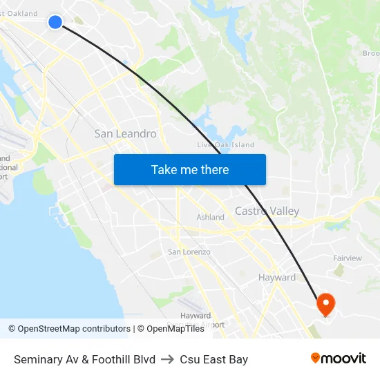 Seminary Av & Foothill Blvd to Csu East Bay map