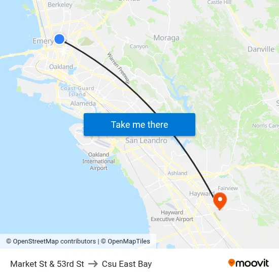 Market St & 53rd St to Csu East Bay map