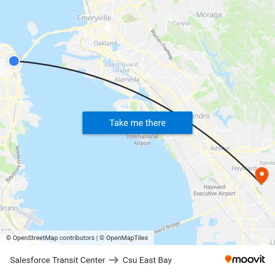 Salesforce Transit Center to Csu East Bay map