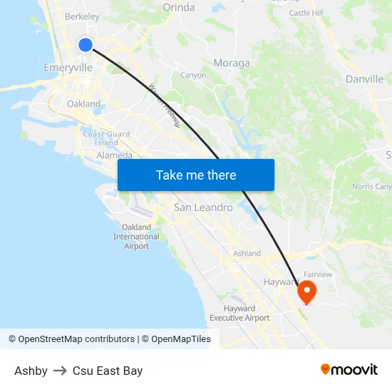 Ashby to Csu East Bay map