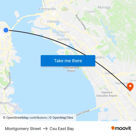 Montgomery Street to Csu East Bay map