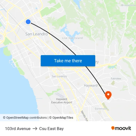 103rd Avenue to Csu East Bay map