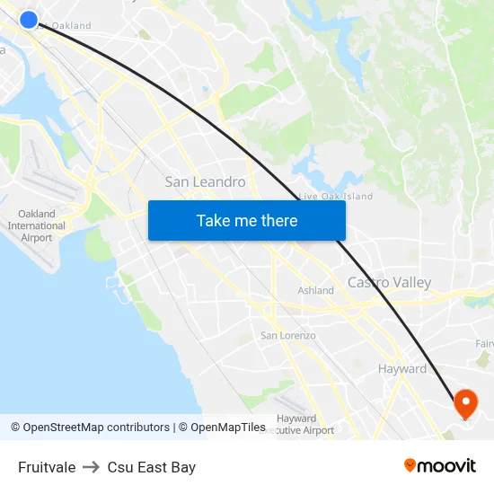 Fruitvale to Csu East Bay map