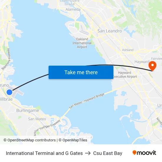 International Terminal and G Gates to Csu East Bay map
