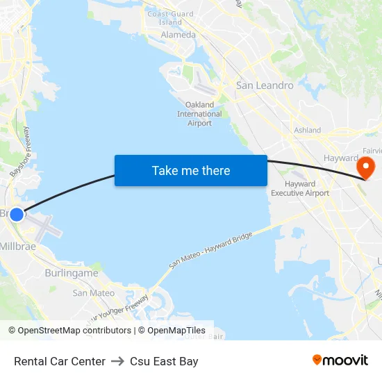 Rental Car Center to Csu East Bay map