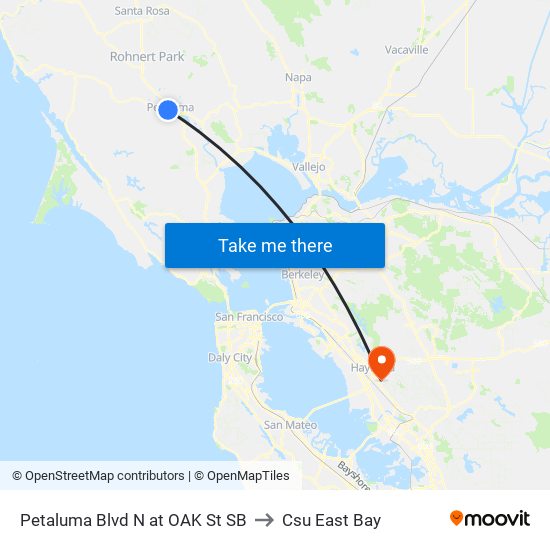 Petaluma Blvd N at OAK St  SB to Csu East Bay map