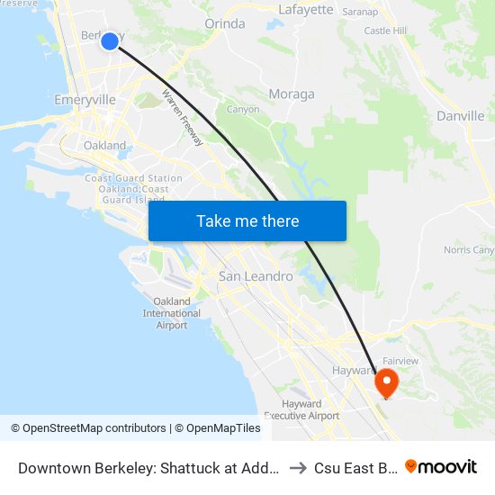 Downtown Berkeley: Shattuck at Addison to Csu East Bay map