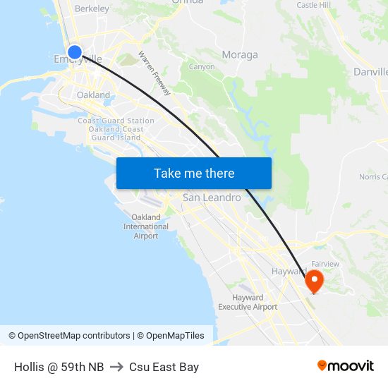 Hollis @ 59th NB to Csu East Bay map