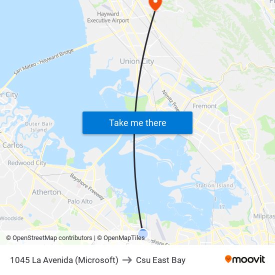 1045 La Avenida (Microsoft) to Csu East Bay map